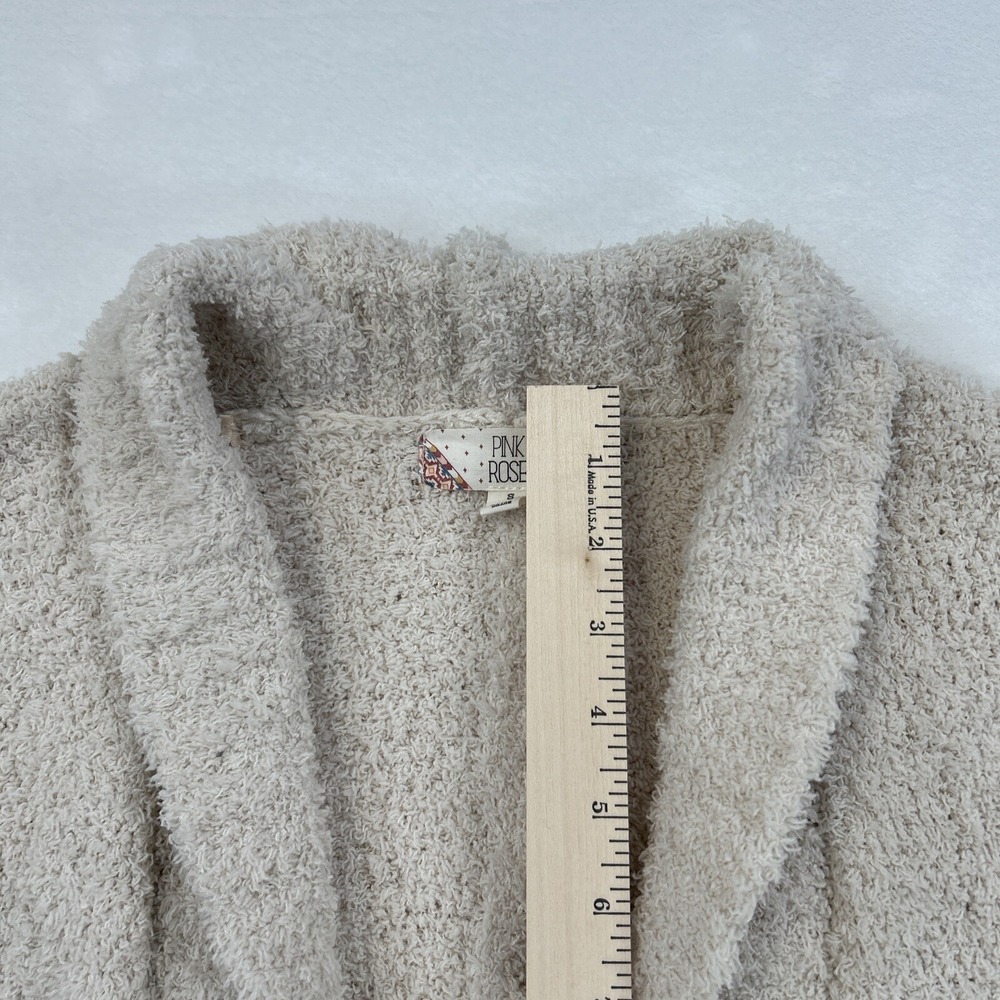 Pink Rose Cardigan Womens Small Brown Tan Beige Open Front Casual Lounge Ladies - Picture 12 of 16